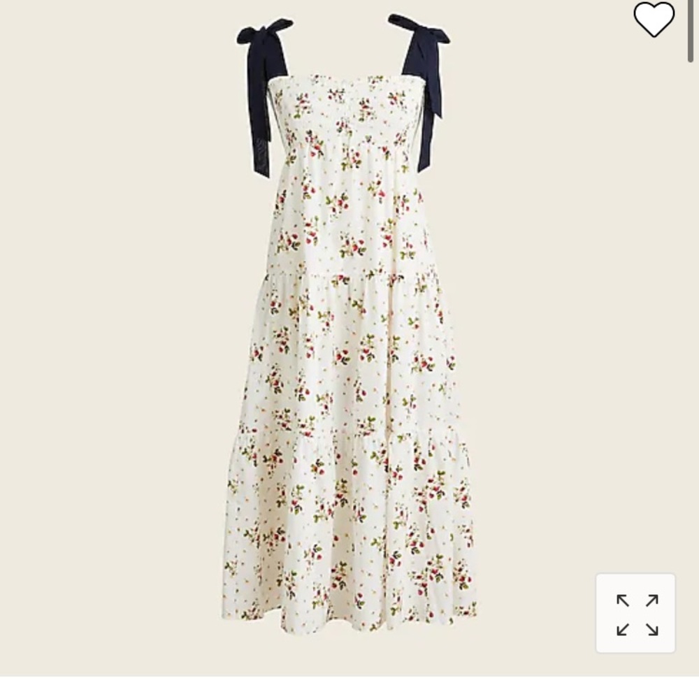 J.Crew tie shoulder strawberry smocked dress NWT